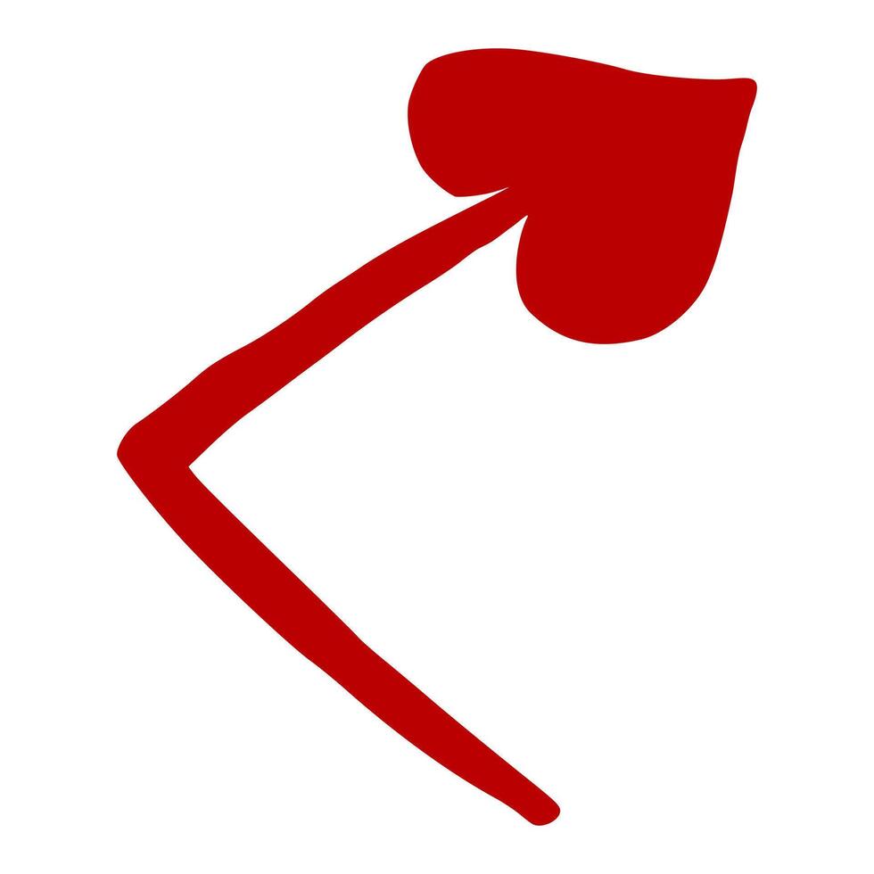 A bold red abstract arrow shape pointing upwards and to the right, with a sharp angle and a rounded tip, isolated on a white background, representing direction and movement. vector