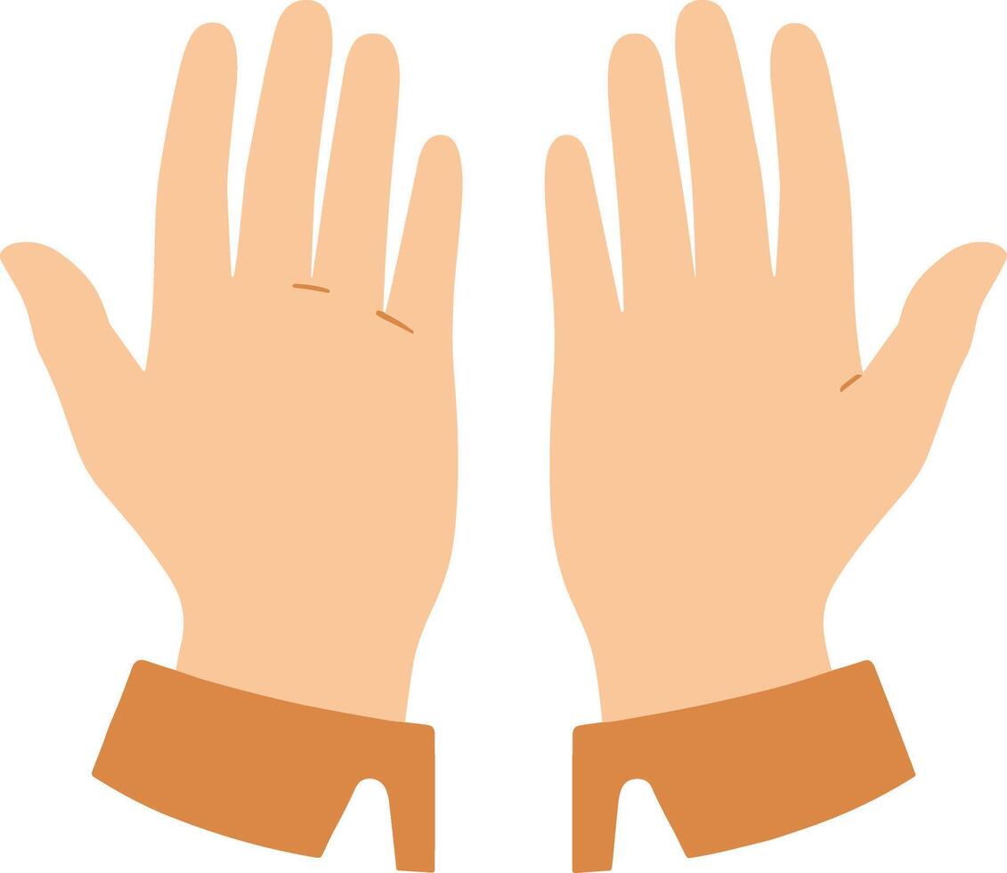 Flat Style Two Hand Open Palm Illustration Graphic Element vector