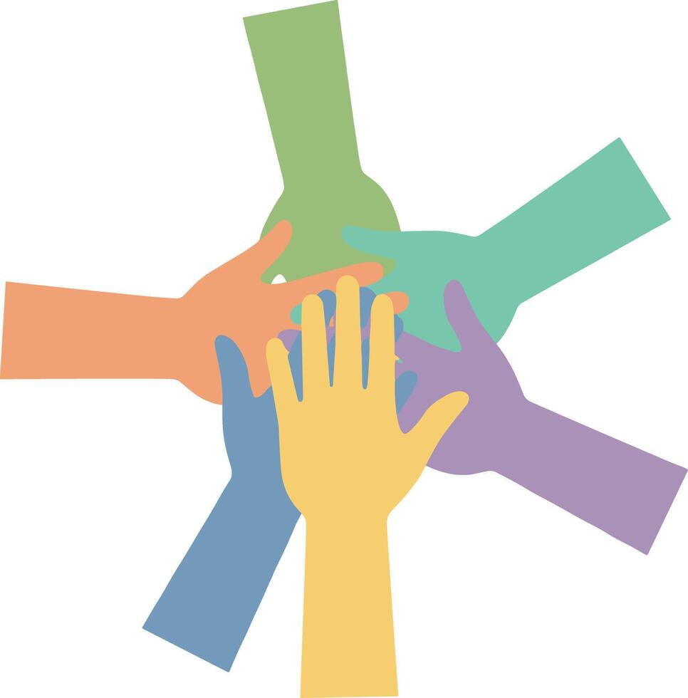 Minimalist Flat Design Hands Together Symbol of Unity and Collaboration Graphic vector
