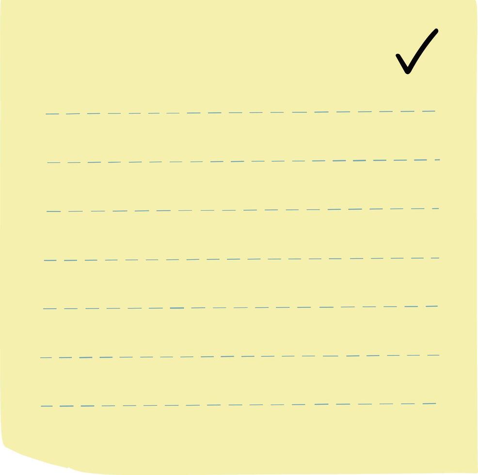 Simple Handdrawn Note Paper with Check Mark Tick Icon Design vector