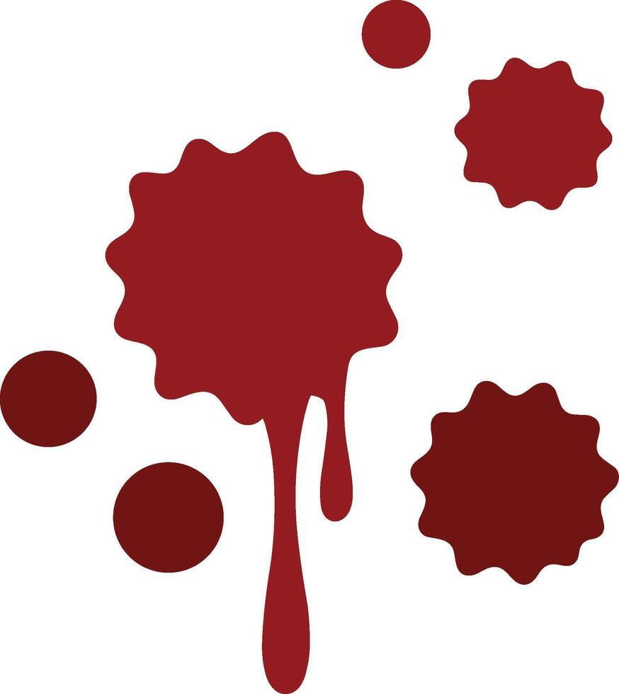 Flat Simple Blood Splatter Icon with Dripping Effect and Circular Shapes vector