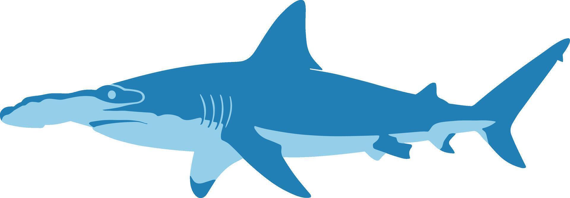 Flat Design Hammerhead Shark Side View Illustration Isolated Object vector