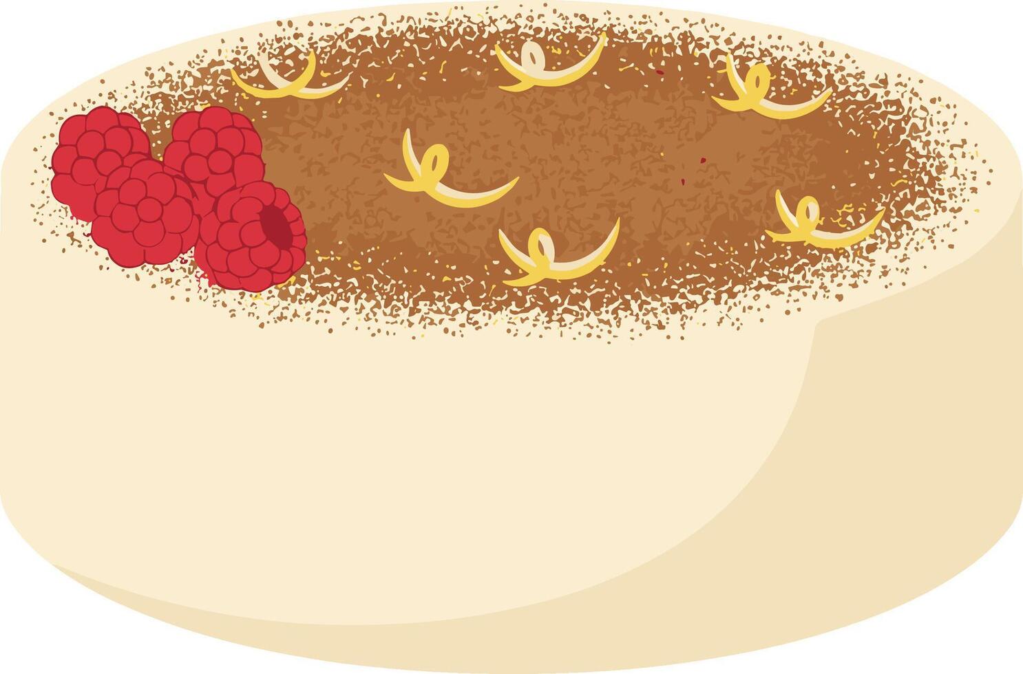 Appetizing Tiramisu Dessert Illustration with Raspberry and Lemon Zest Topping vector