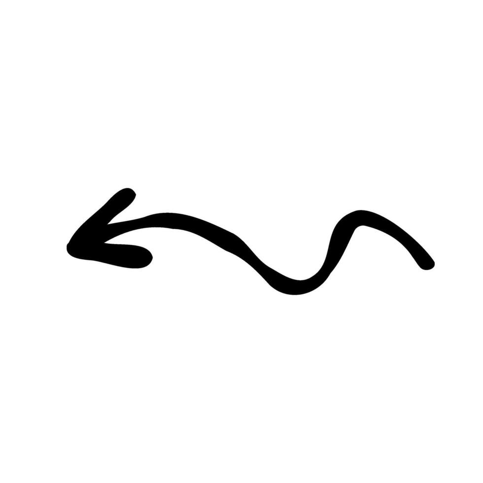 Curve arrow pointing left. Black and white arrow icon for web design, posters, flyers. vector