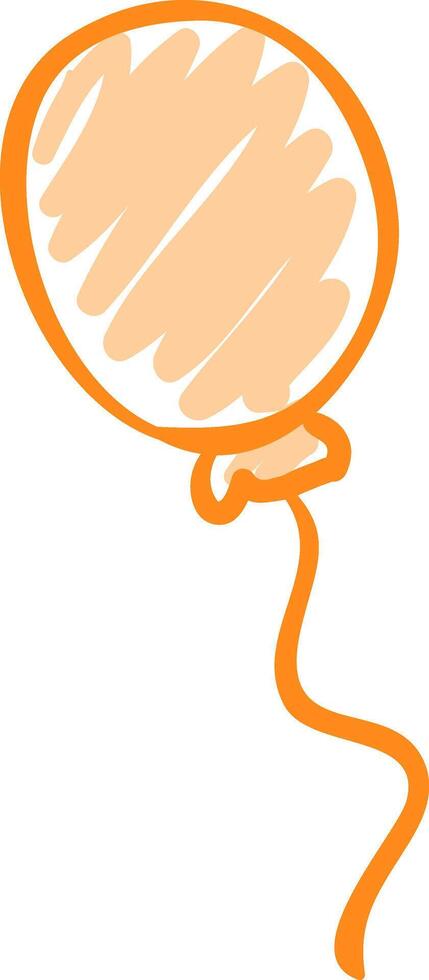 Hand drawn orange balloon floating with a string vector