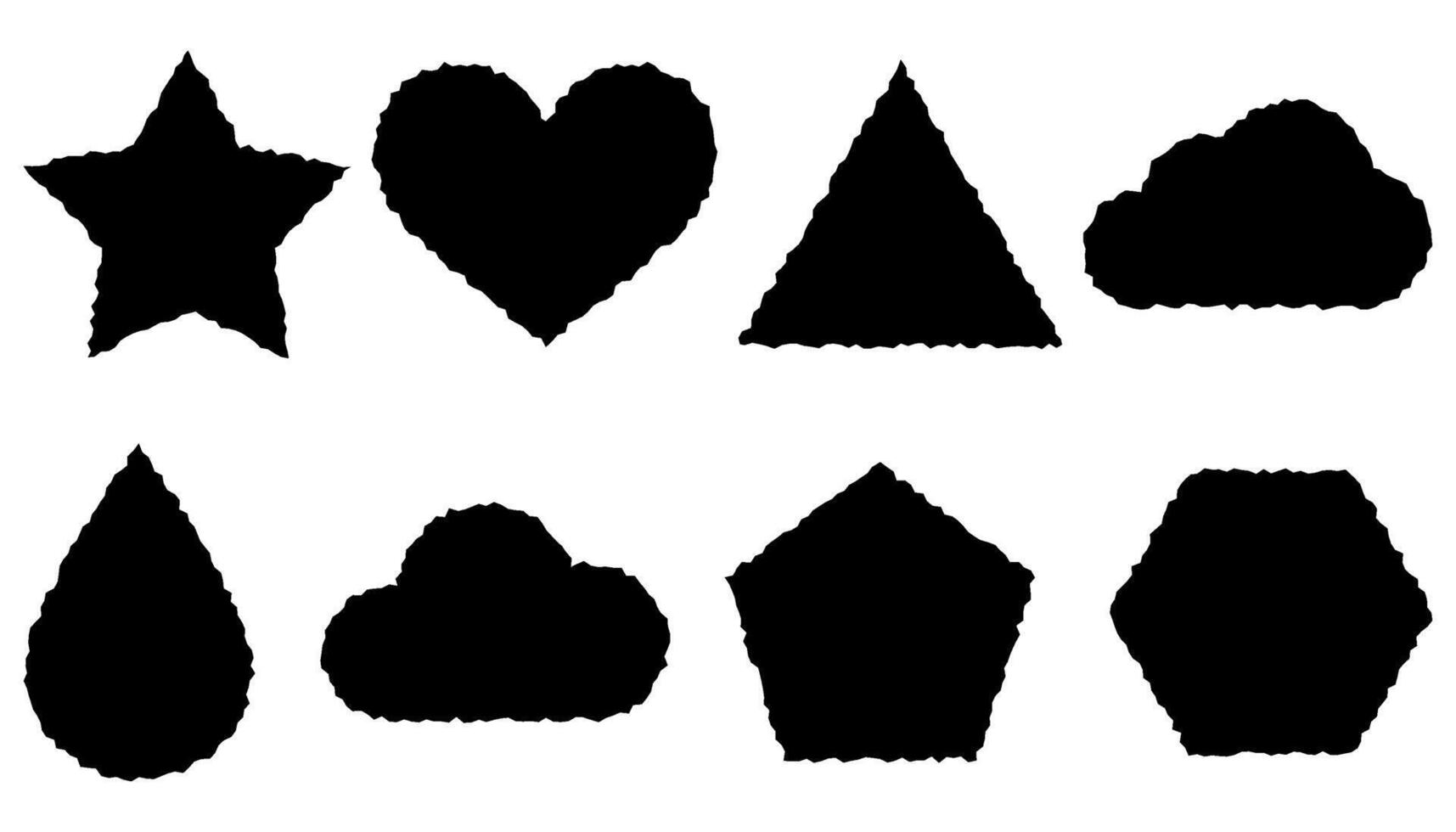 Jagged heart star triangle drop cloud shape set vector