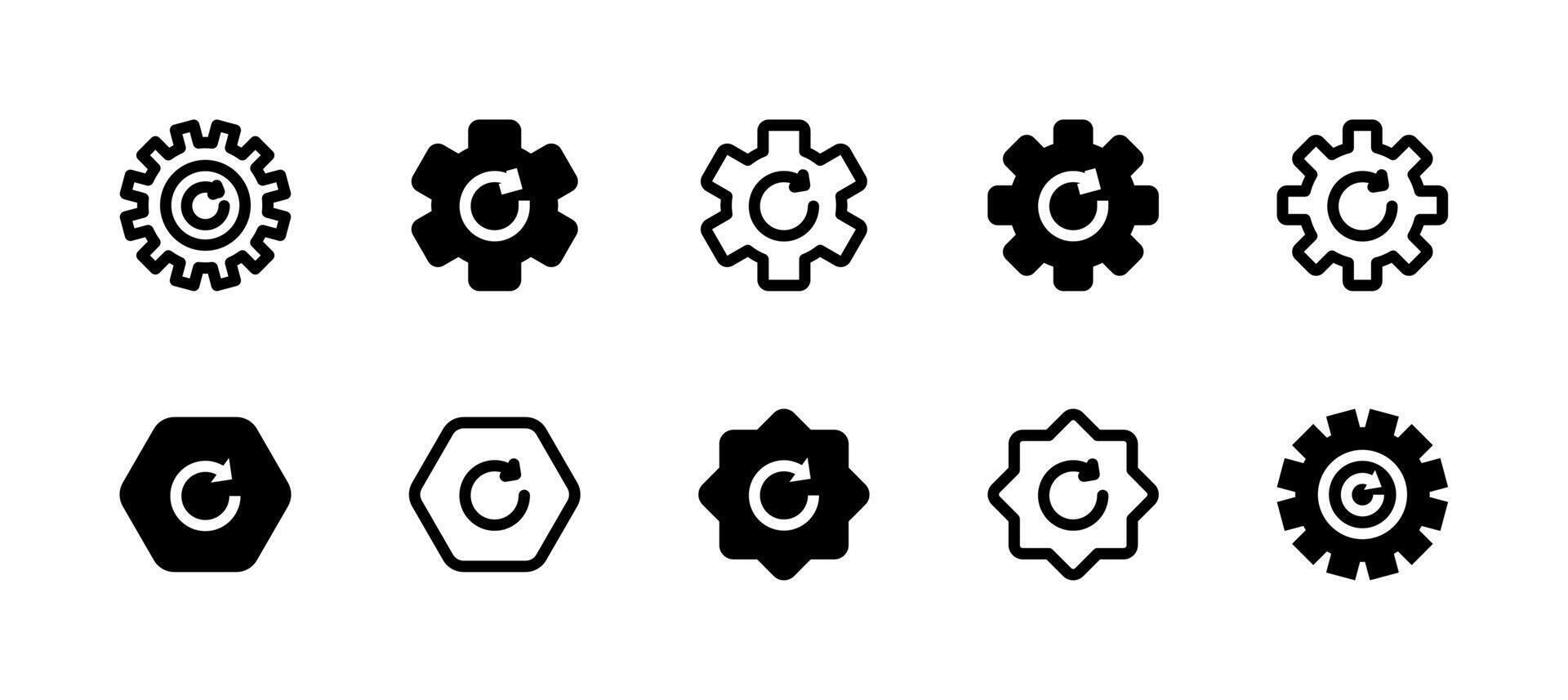 Settings and Update Icon Set Line and Solid style for System Configuration vector