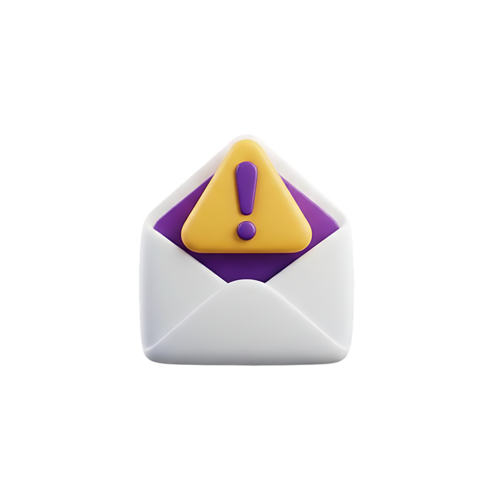 Email alert icon in 3D rendering on transparent background png