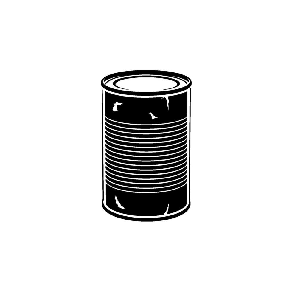 A stark illustration of a single open tin can vector
