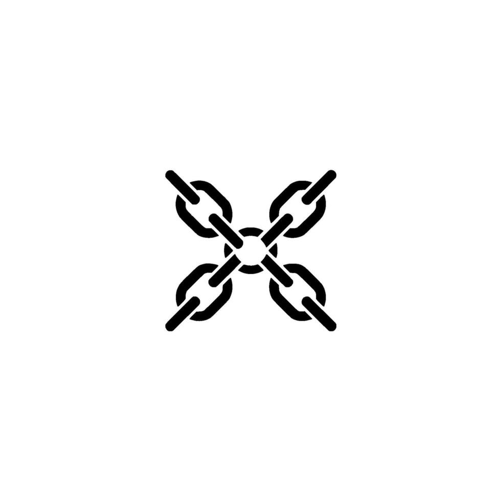 A minimalist representing four interconnected chain links forming a cross shape isolated vector