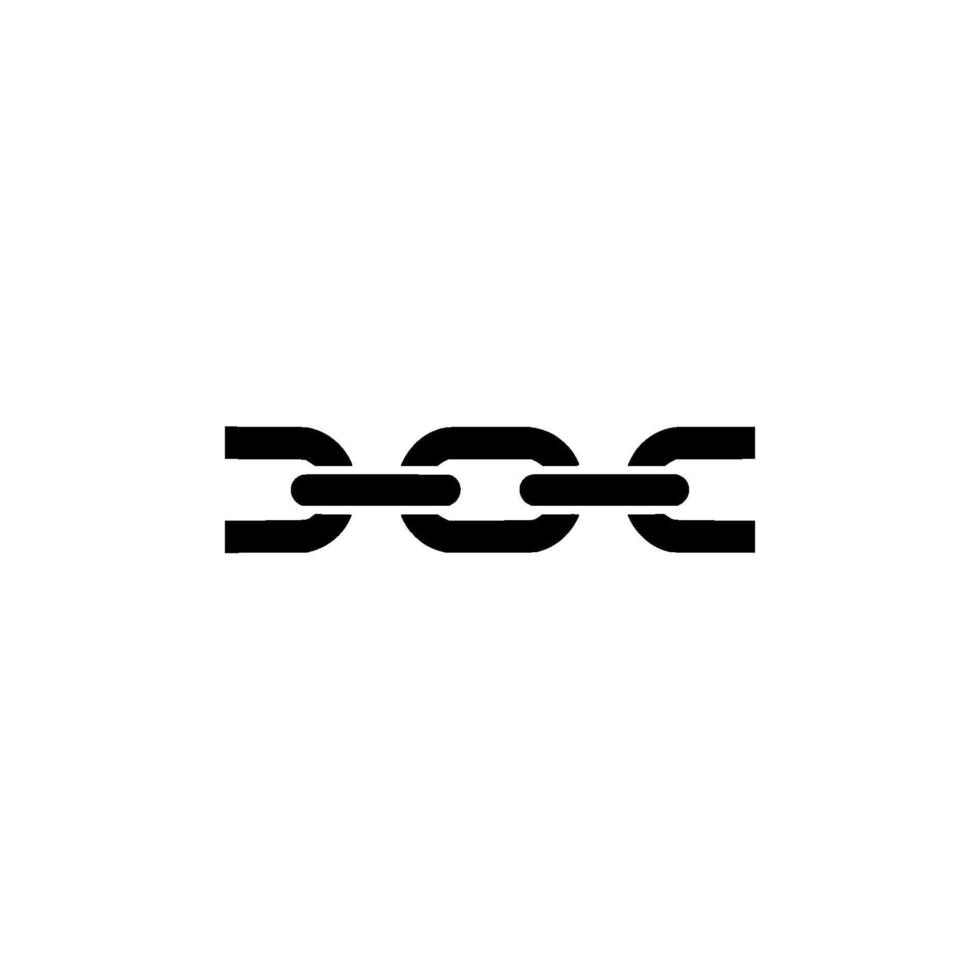 A clean minimalist illustration of a simple three link chain segment isolated vector