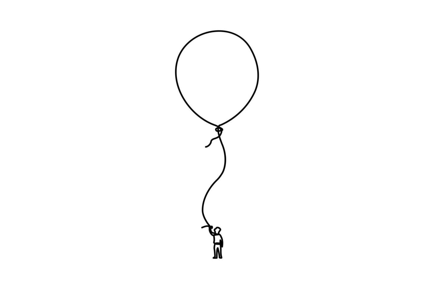 Balloon continuous one line drawing with simple minimalist outline on white background vector