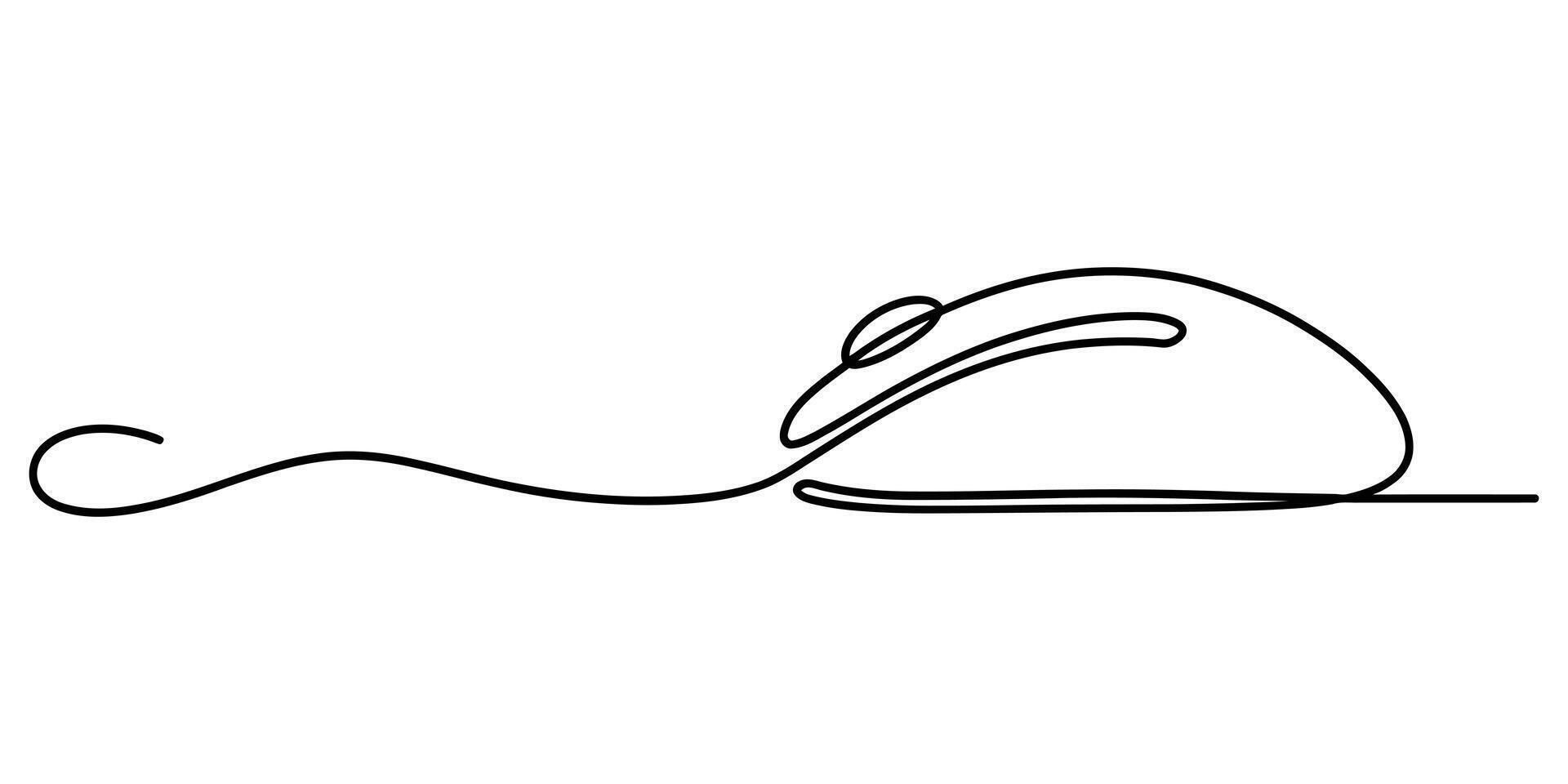 Continuous line drawing of computer mouse with elegant design vector