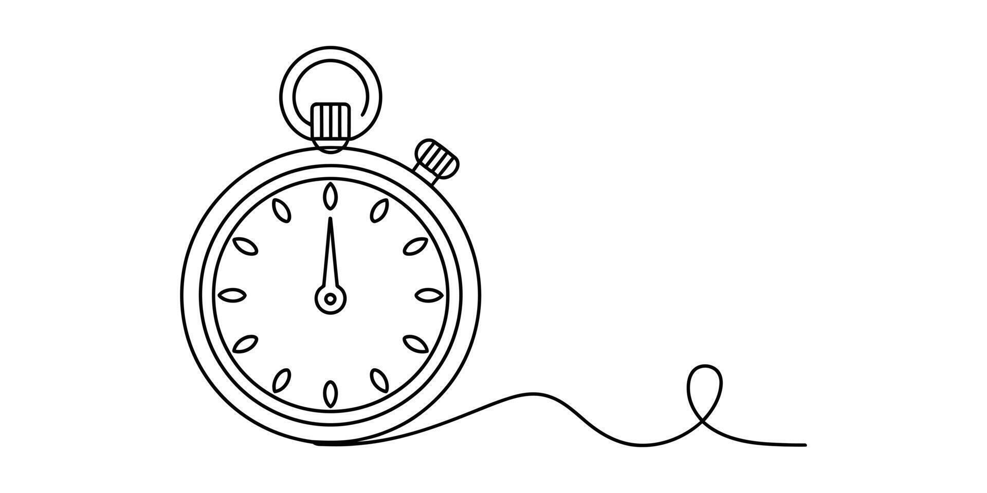 Continuous line drawing of a stopwatch, precise time measurement vector