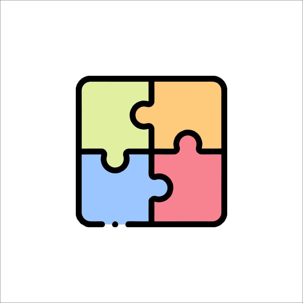 Puzzle Pieces Together Colorful Teamwork Solution Concept, problem solving vector