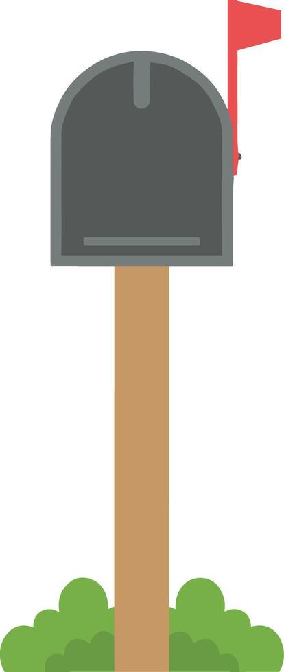Simple Flat Mailbox With Flag Up Icon Delivery Communication Element vector