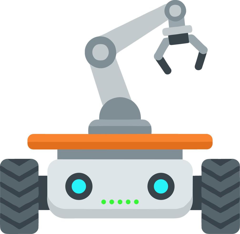 Flat Style Autonomous Robotic Arm Rover Concept Machine Icon Illustration vector