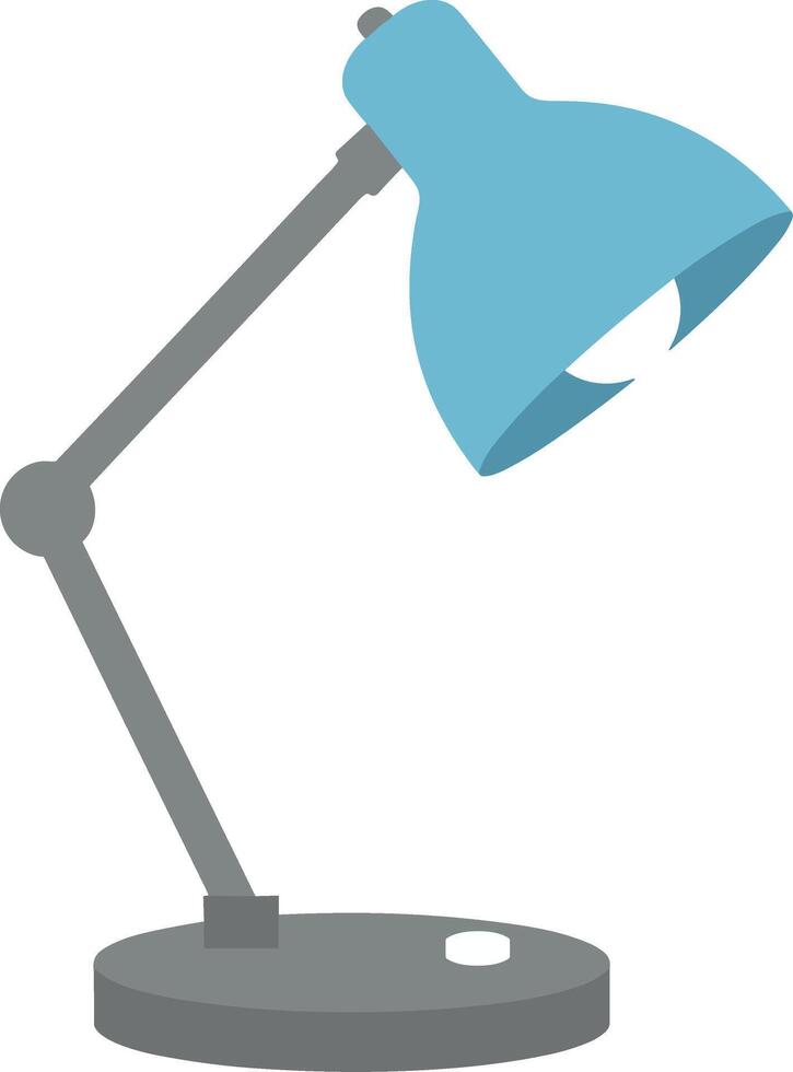 Flat Style Table Lamp Illustration with Adjustable Arm and Lightbulb vector