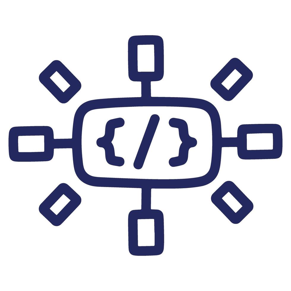 codificación red icono representando software desarrollo y datos conexiones con un limpiar y moderno diseño Acercarse para programación vector