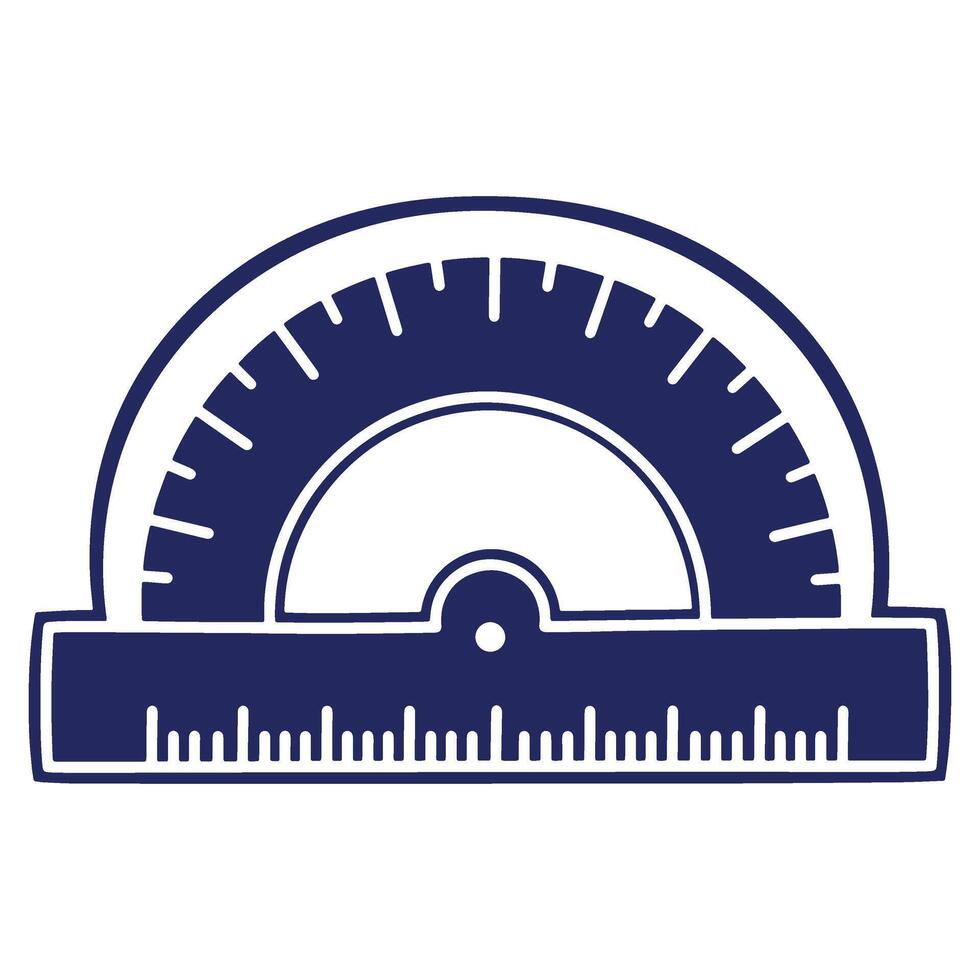 Geometric Protractor Illustration for Measuring Angles in Mathematics Education and Engineering Design Blueprint Creation for Accuracy vector