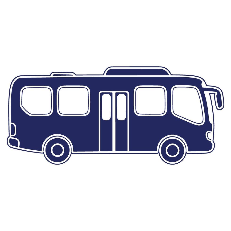 Blue bus side view with white outline for transportation themed graphics and educational illustrations for children and design projects vector