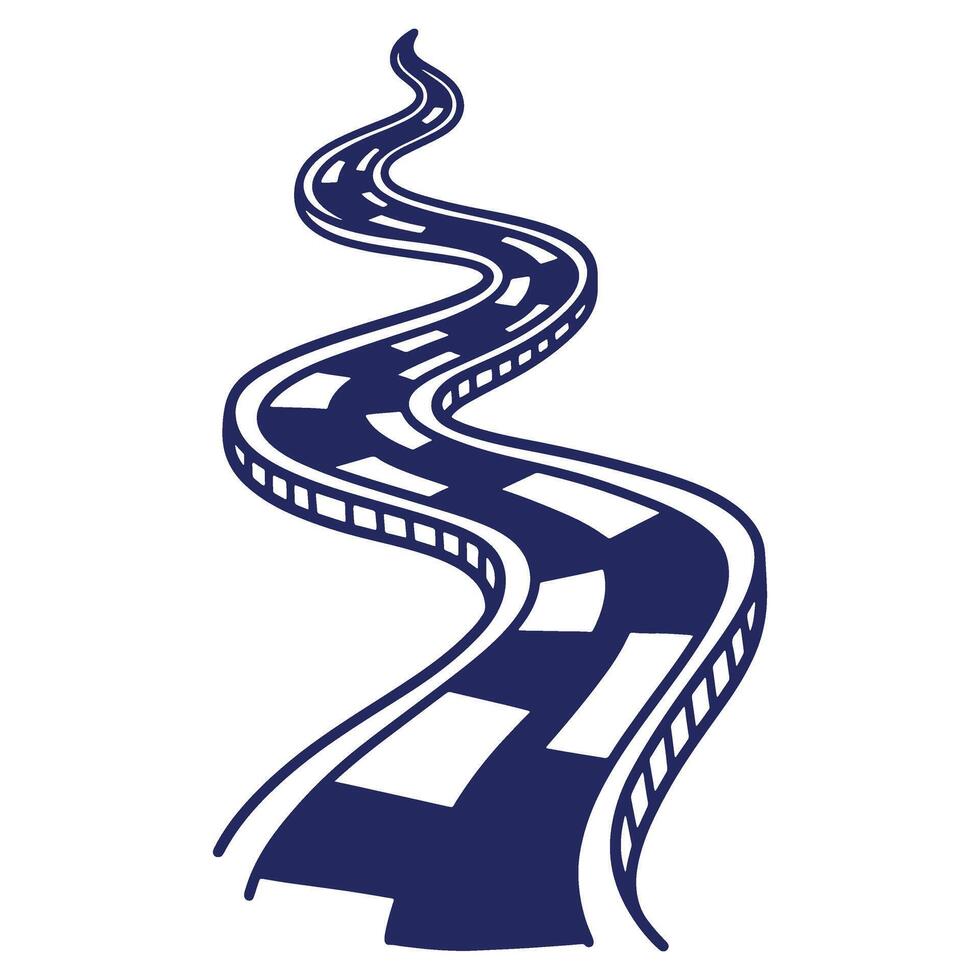 Illustration of a Winding Road with Dashed Lines Showing the Way Forward on a White Background vector
