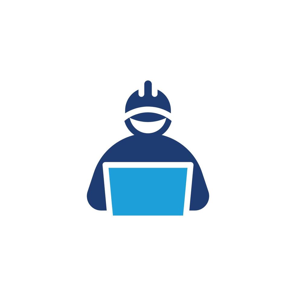 engineer with laptop colored icon design good for web or mobile app vector