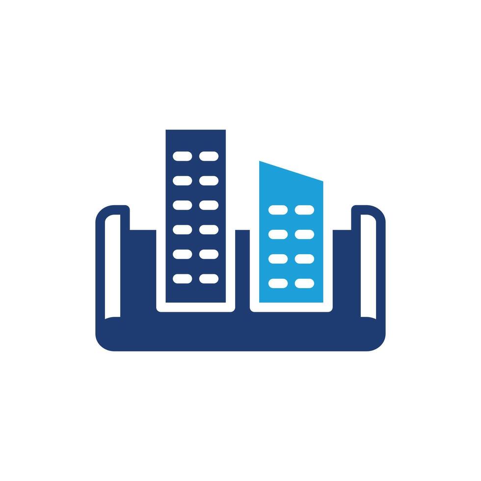 Blueprint building plan colored icon design good for web or mobile app vector