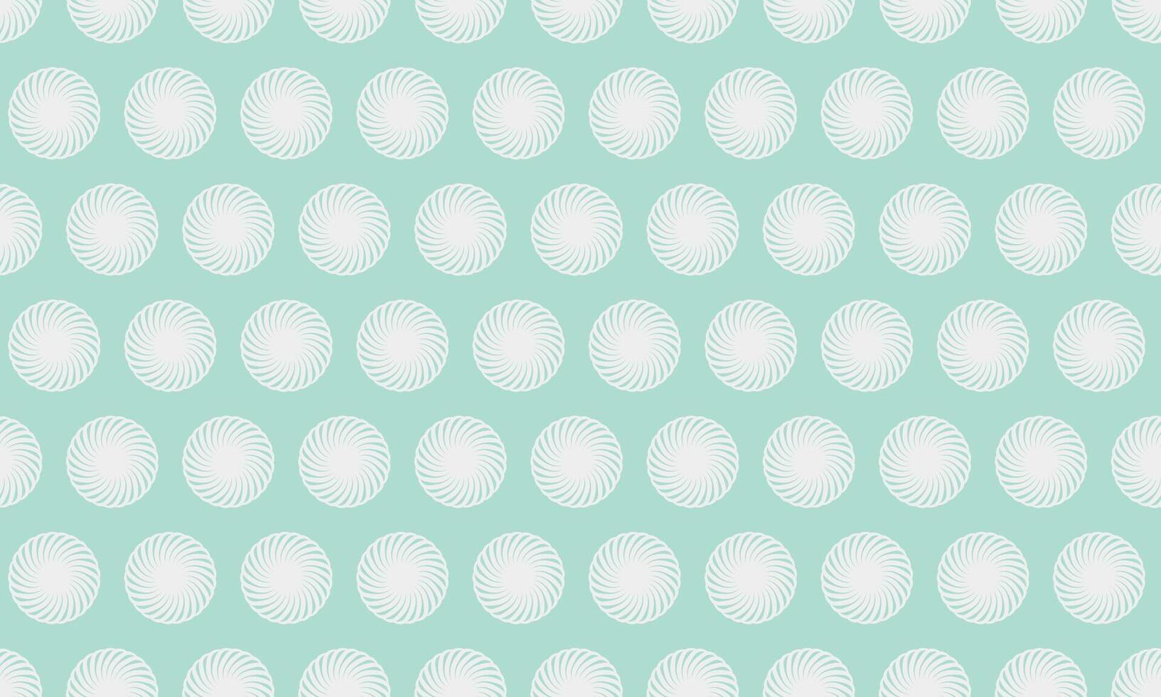 Seamless pastel teal pattern with repeating white spiral circles. Perfect for backgrounds, textiles, or website design. Evokes feelings of calmness and serenity. vector