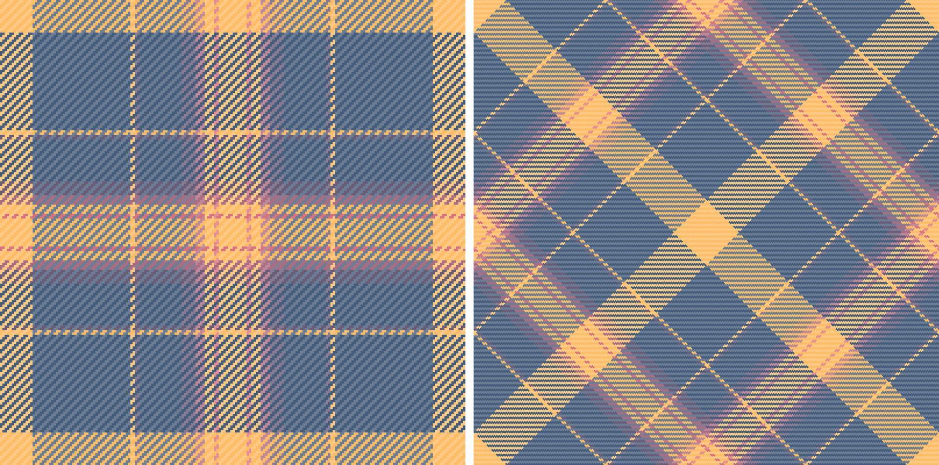 Detailed tartan pattern, a classic fabric design. Use it for background texture or cloth. Two views in the image, straight and diagonal orientations. vector