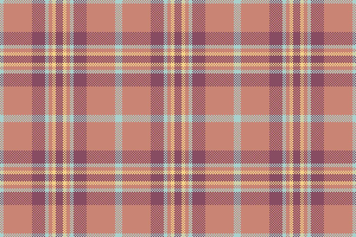 Pixelated plaid pattern. Autumnal hues create a warm, vintage, and rustic aesthetic. Ideal for backgrounds, textiles, or graphic design projects. Seamless and versatile. vector