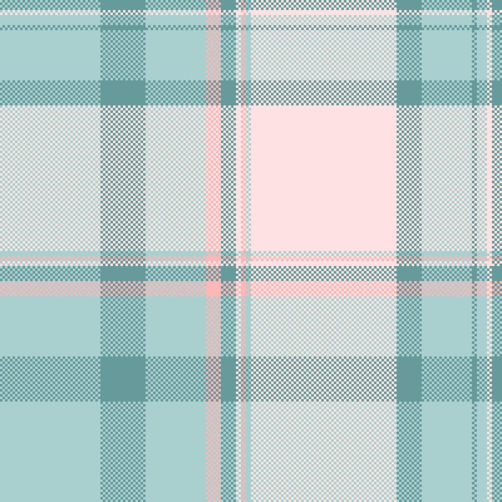 Pixelated plaid pattern featuring soft pastel colors. Retro vibe, perfect for backgrounds, textures, or design elements with a nostalgic, handcrafted feel. vector