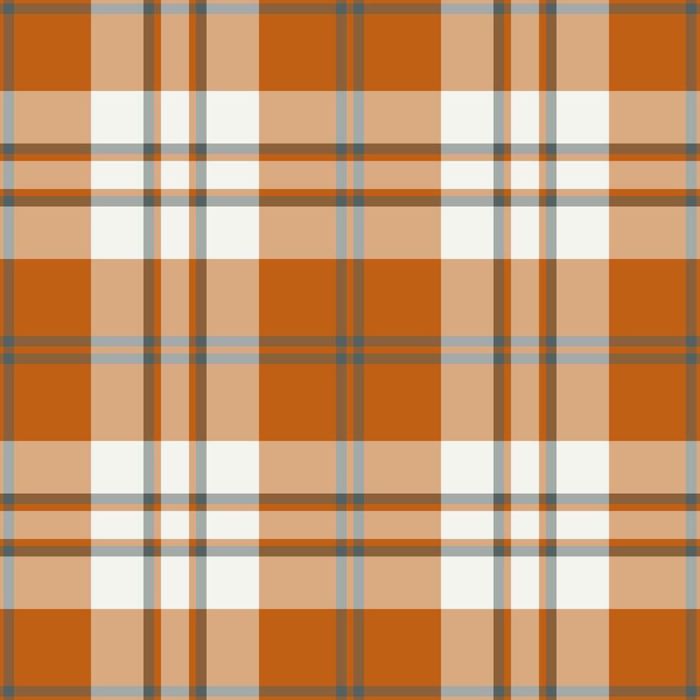 1960s background fabric check, installing tartan pattern seamless. Crossed textile texture plaid in orange and grey colors. vector