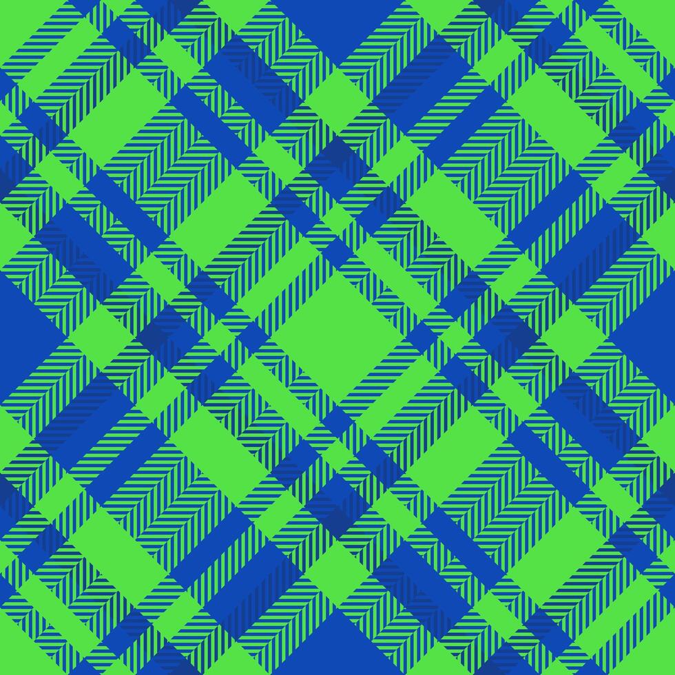 Vibrant checkered pattern in blue and green. Seamless plaid design, ideal for backgrounds, textiles, or modern graphic projects. Bold, eyecatching texture. vector