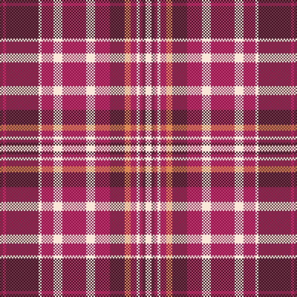 Pixelated plaid pattern in rich reds and warm yellows. A timeless design, perfect for backgrounds, textures, textiles, and digital art projects. Versatile trendy vector