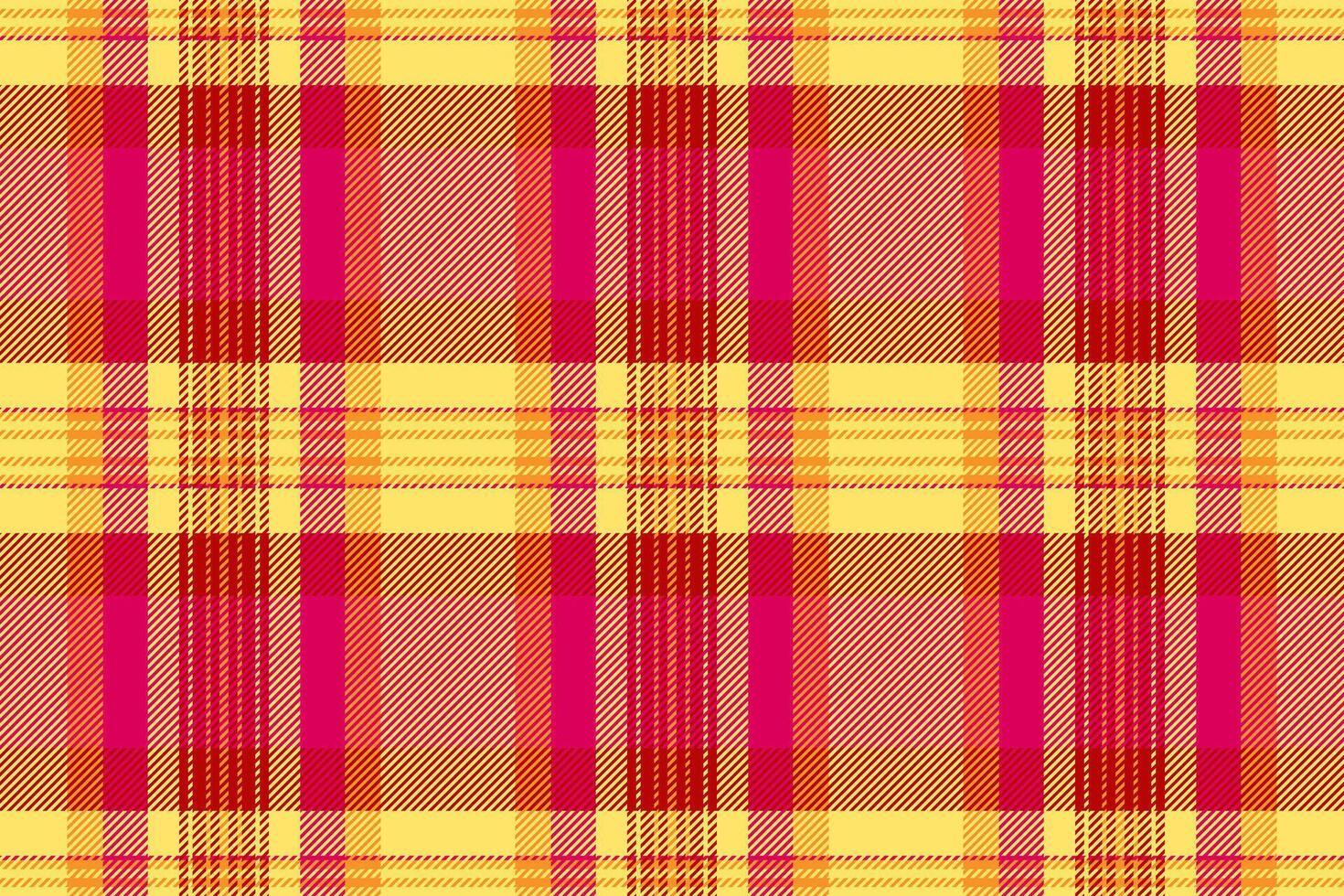 Vibrant tartan pattern in shades of yellow, pink, and red. Perfect for backgrounds, textiles, fashion, and adding a touch of classic style to your project. vector
