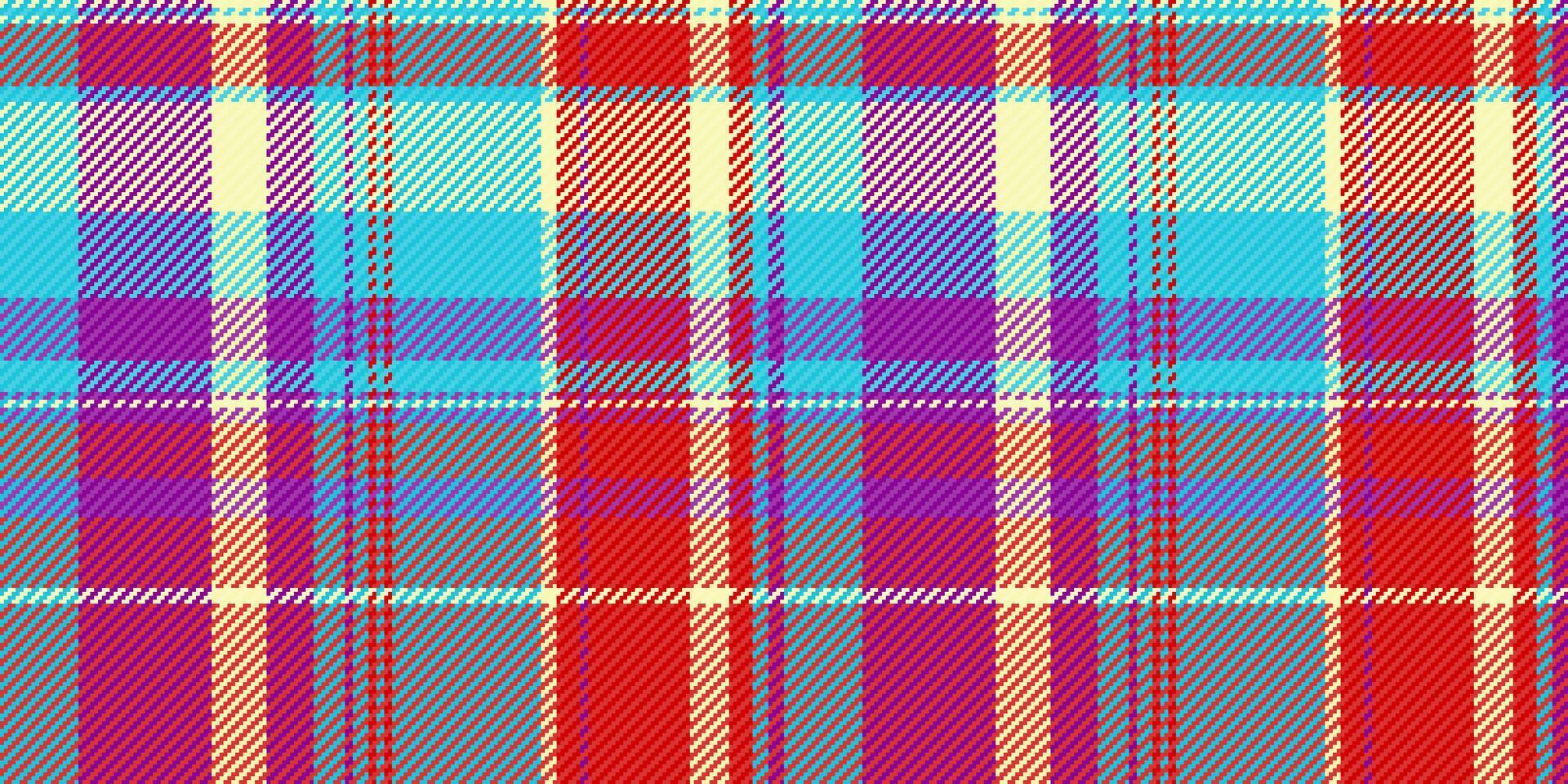 Vibrant plaid pattern with colorful interlacing lines creating a classic and versatile textile design. Ideal for backgrounds, apparel, and design projects. vector