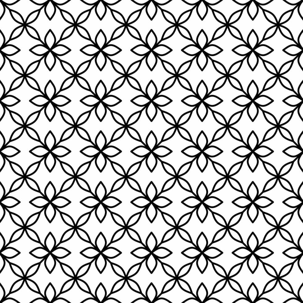 Seamless floral pattern with simple four-petal leaf shapes on white background. Suitable for various creative projects. vector