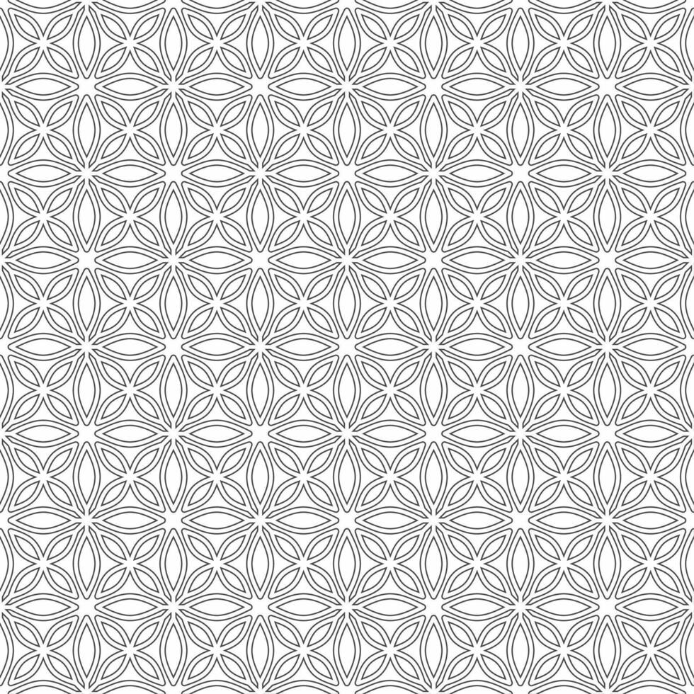 Seamless geometric line pattern with four simple petal leaf shapes on white background. Suitable for various decoration design purposes. vector