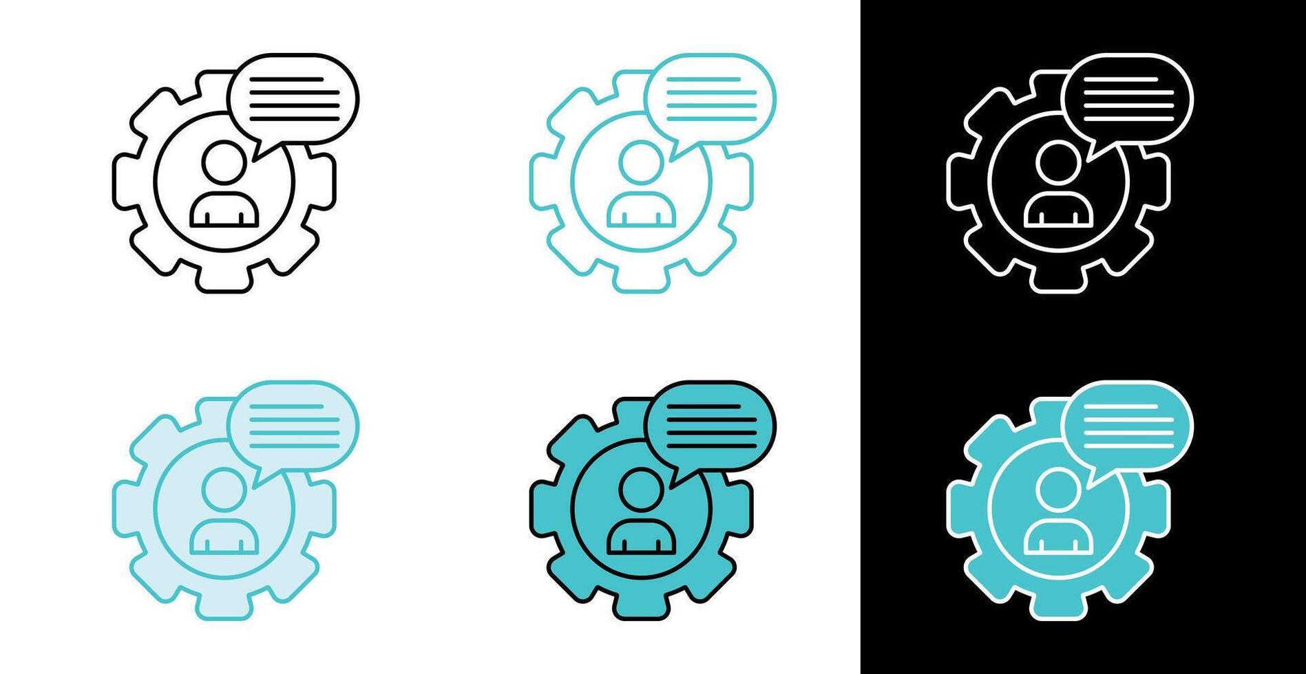 Person with speech bubble inside gear icon for technical support in line and fill style vector