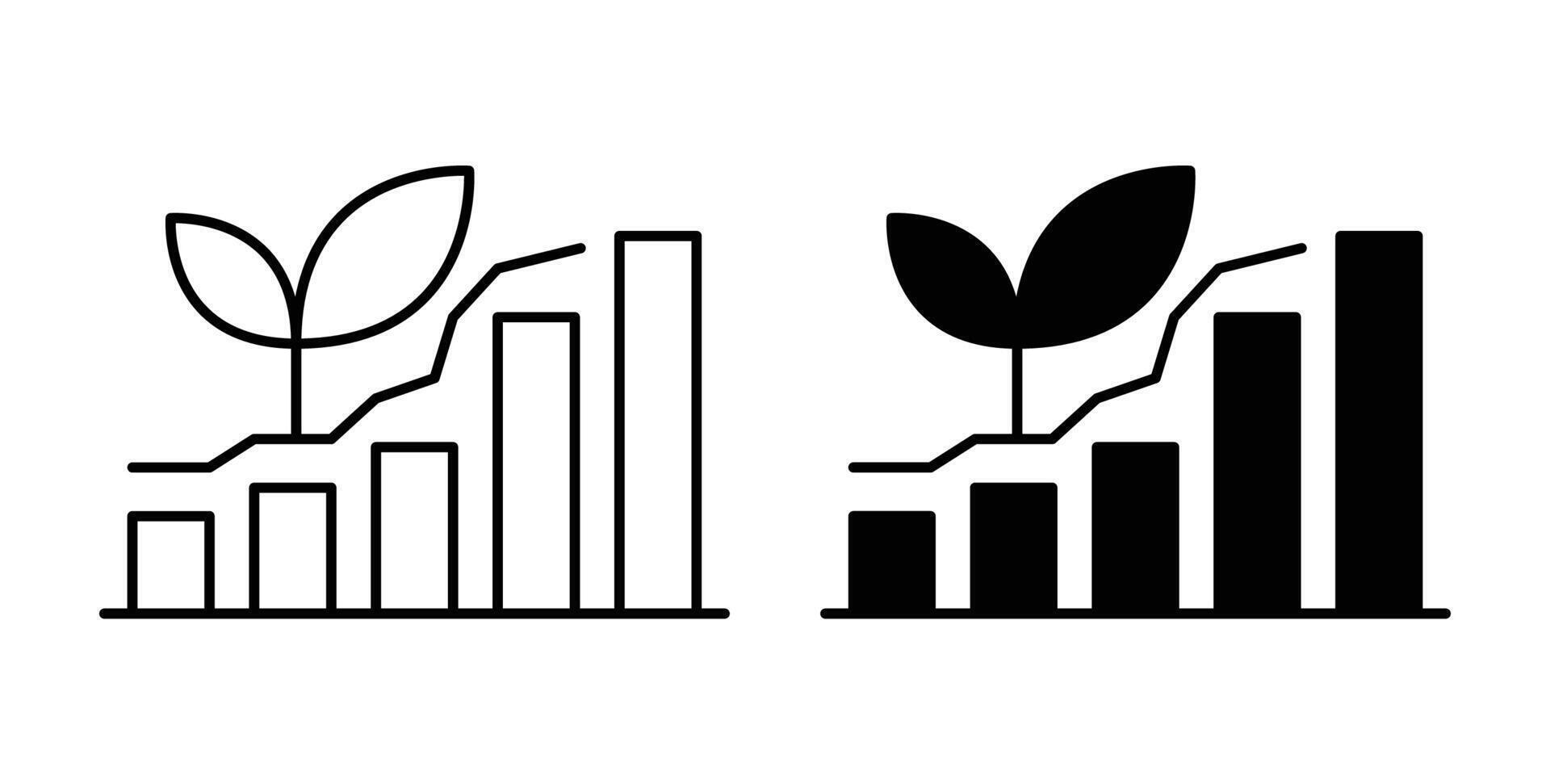Growth and Development Symbol with Bar Graph and Plant Elements vector