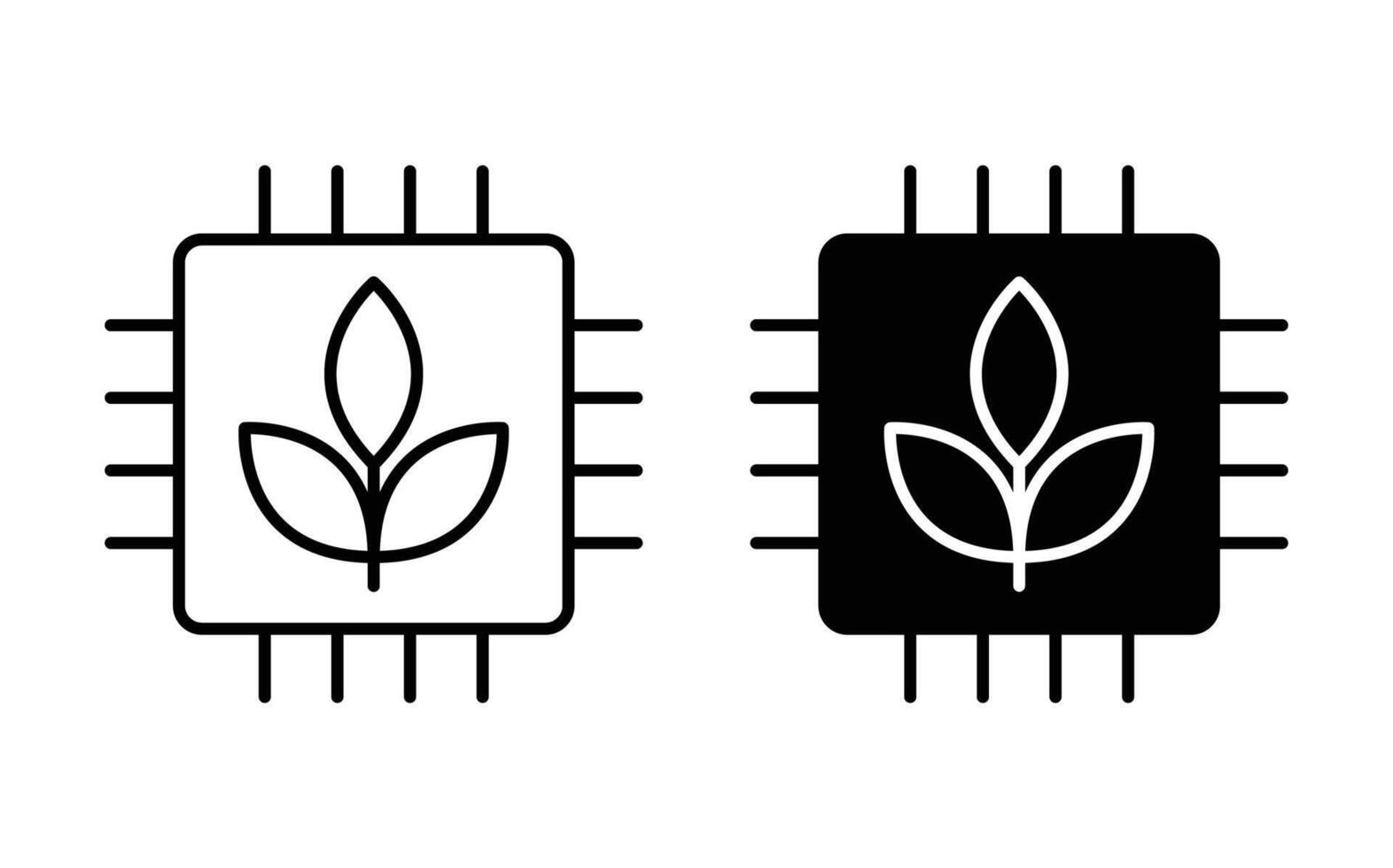 Nature Meets Technology with Leaf Symbol Inside CPU Chip Design vector