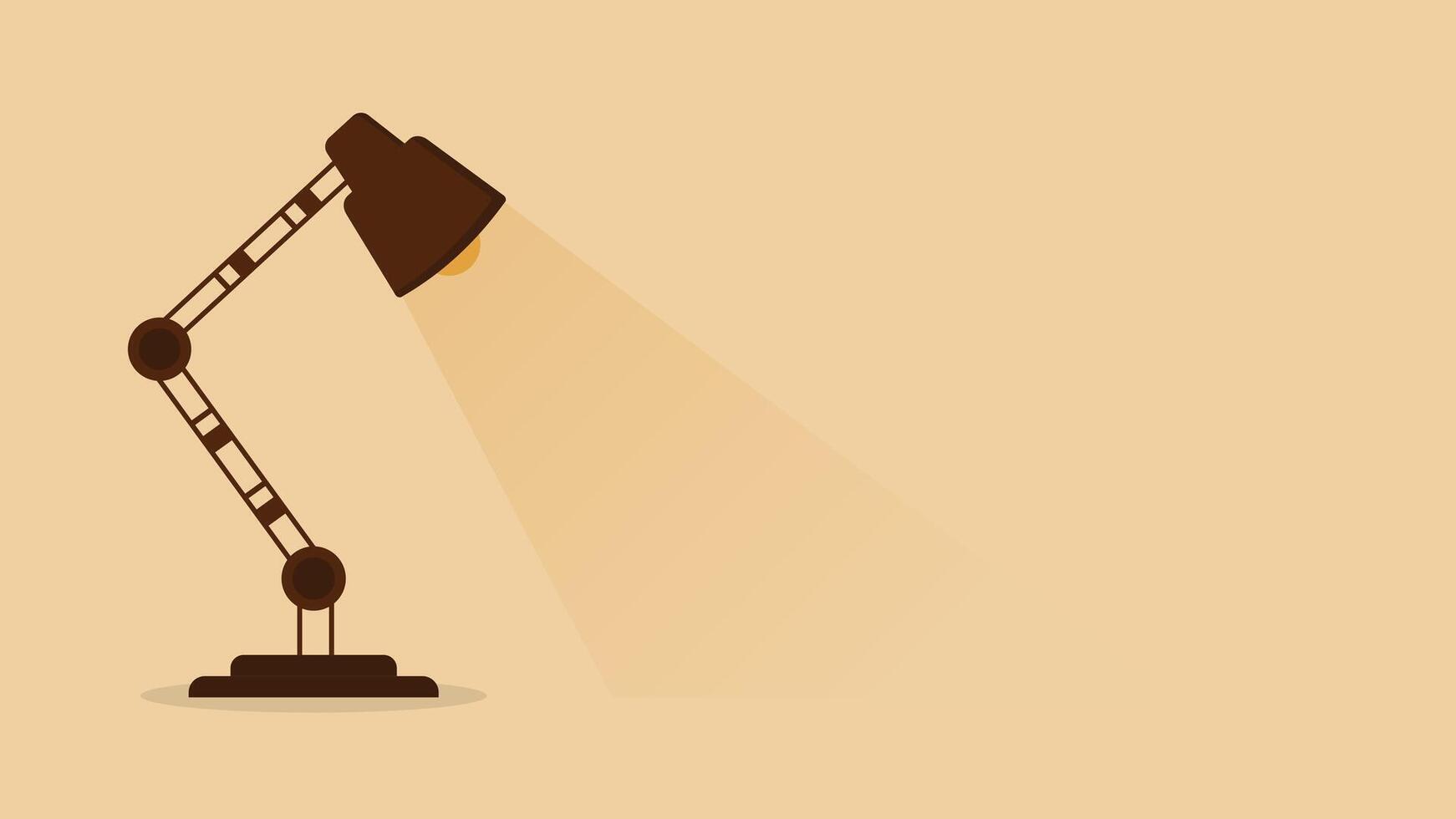 Simple desk lamp shining a soft beam of light on a beige background. Ideal for workspace themes creativity concepts study illustrations home office decor and clean modern design projects. vector