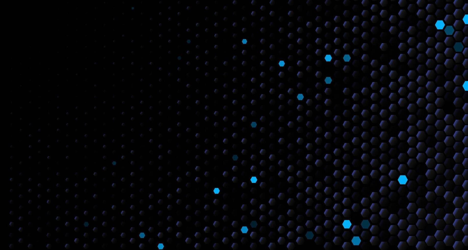 Blue tech fintech background, dark hexagon honeycomb grid with glowing cyan cells. Clean modern backdrop for dashboard, app, website. Tech backgrounds for finance and business. illustration vector