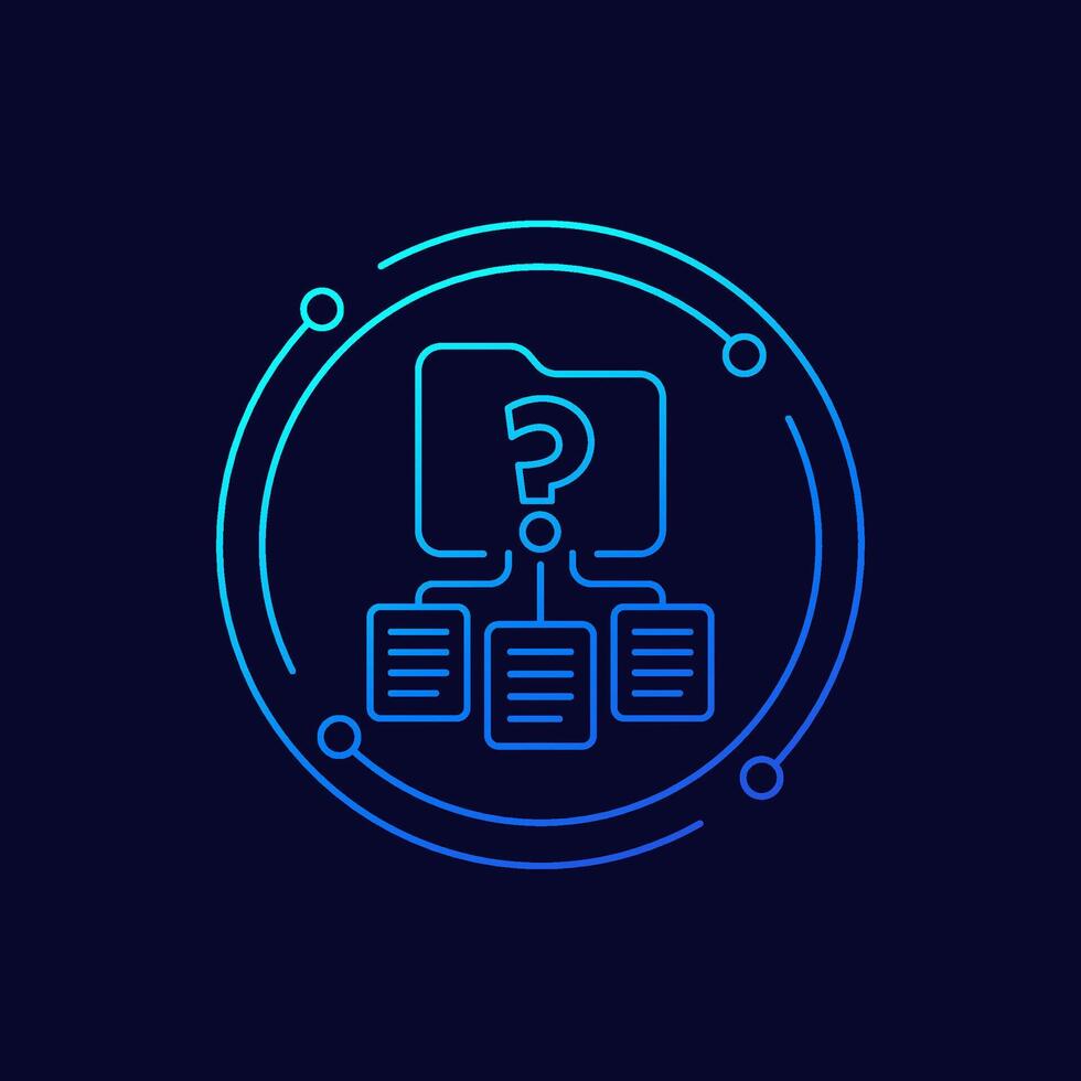 classification icon with folder, unknown category, linear design vector