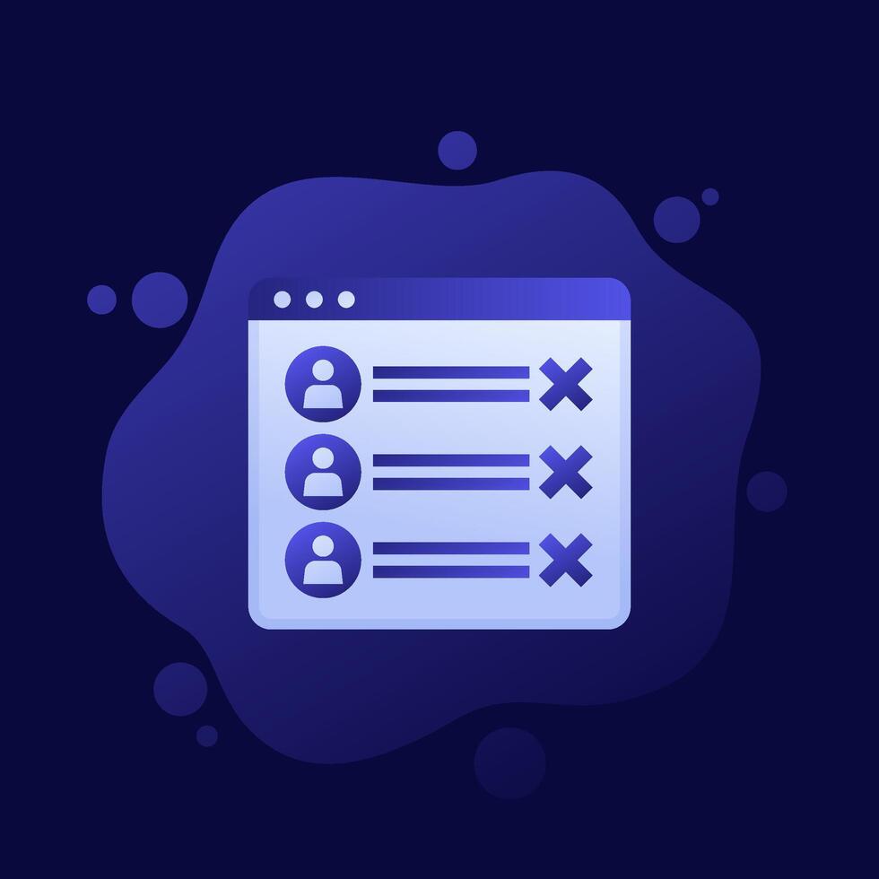 blocked users list icon, design vector