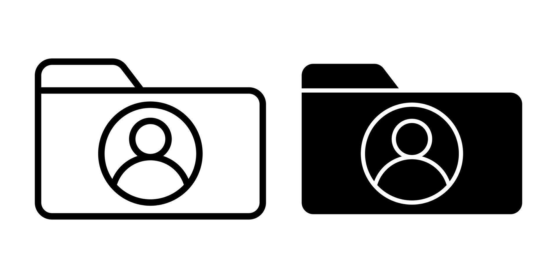 Folder User Black Icon Bundle for Profile Management and Controlled Document Access vector