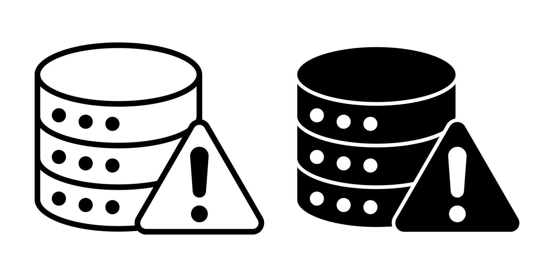 Database Warning Symbol Black Icon Bundle for System Alerts and Critical Information vector