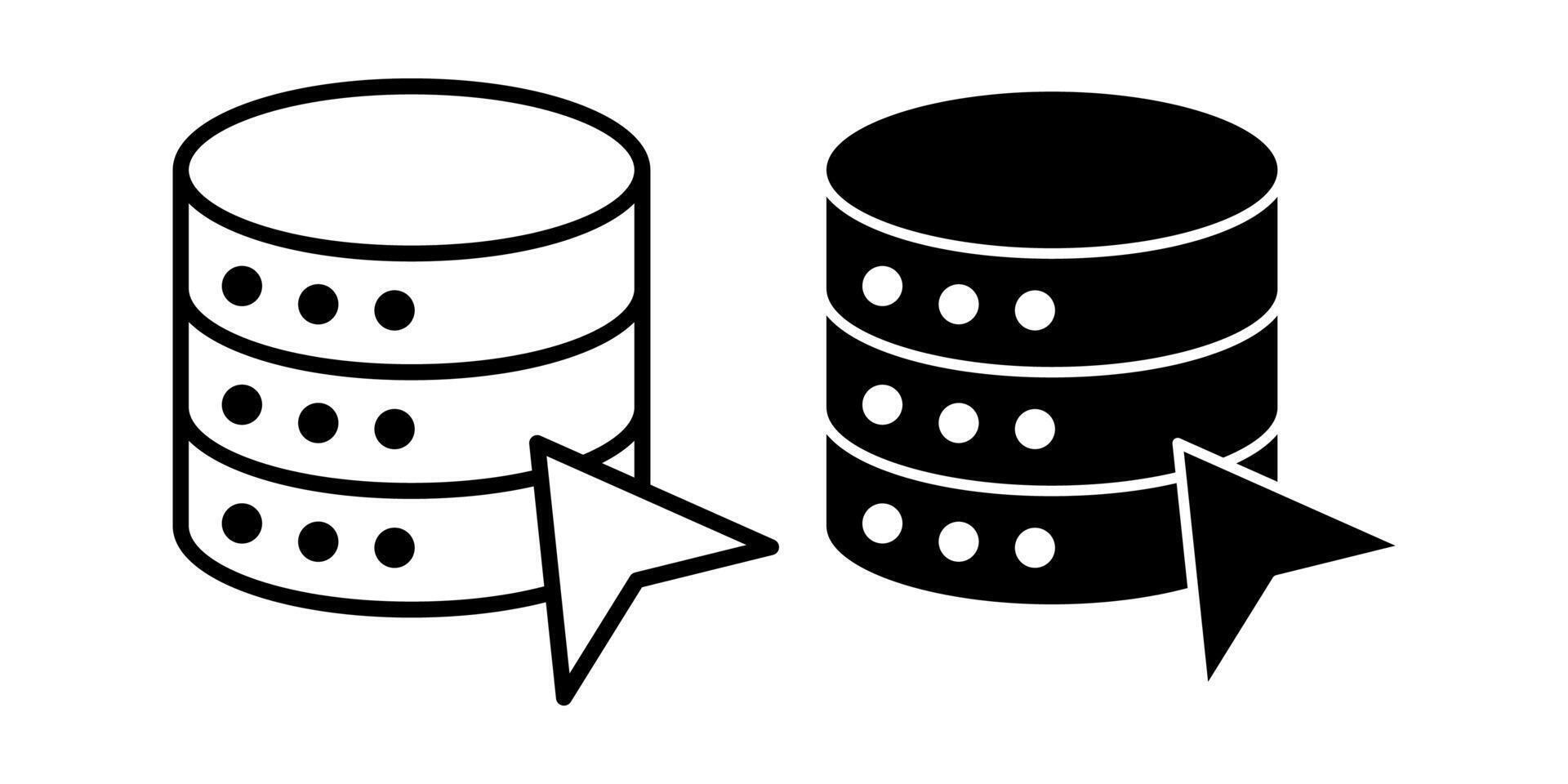 base de datos cursor hacer clic negro icono haz para interactivo datos acceso y usuario comportamiento vector