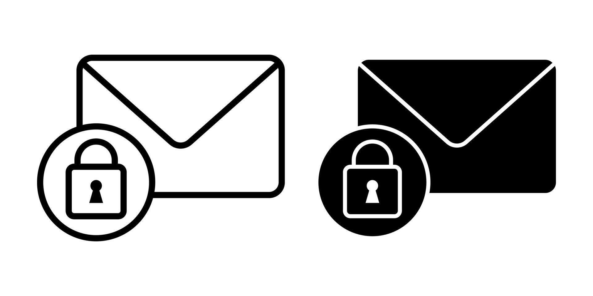 Email Secure Black Icon Bundle for Protected Messaging and Privacy Communication vector